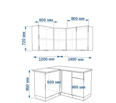 Кухонный гарнитур &quot;Пикрит Акция Лайн арт. 4 - 1200х1400  &quot;