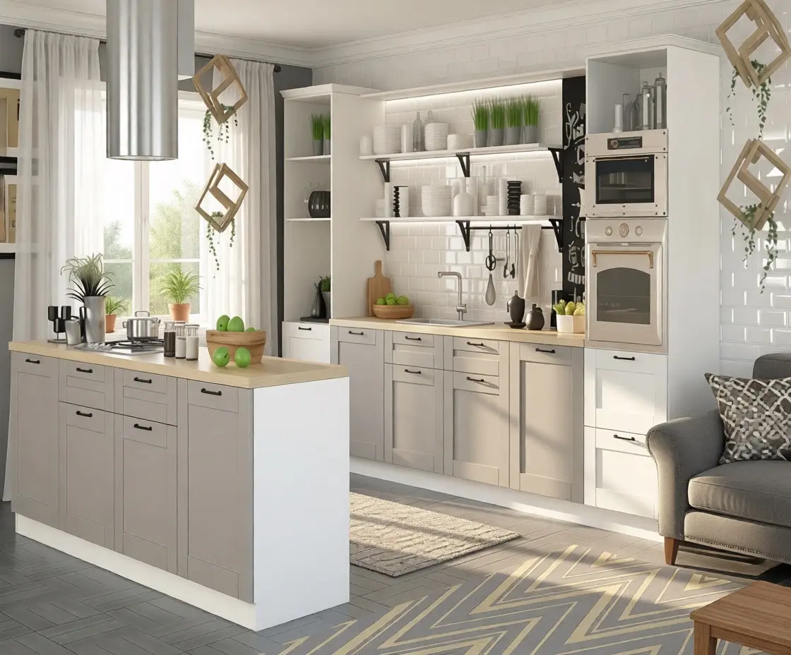 Кухня «Белый Дримвуд металл 3000»