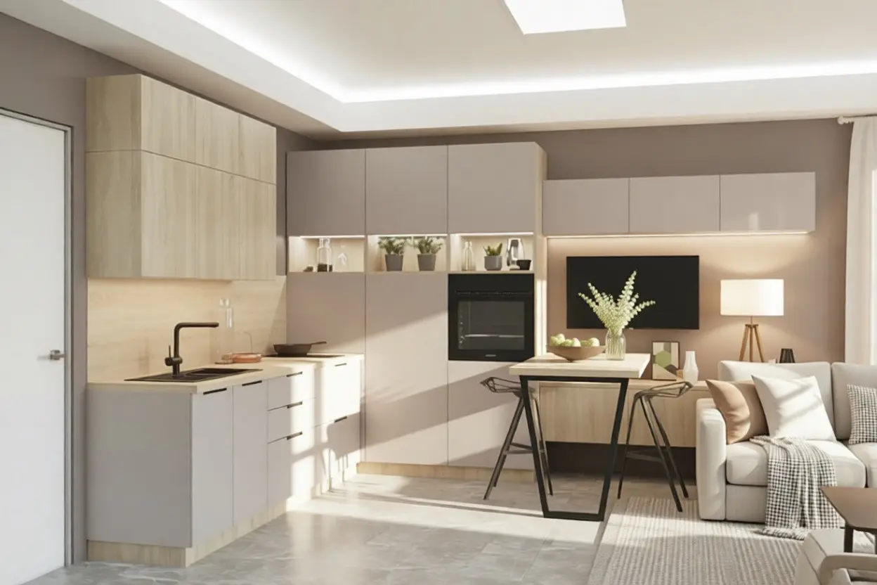 Кухня «Фон Клэй Дуб сонома 2300х3600»